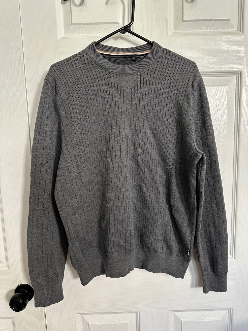 Boss Men's Ribbed Crewneck Sweater - Gray XL
